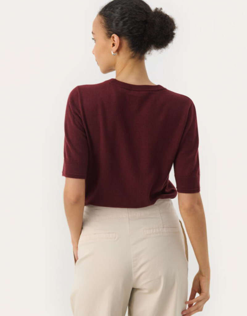 Part Two Natanya Short Sleeve Knit in Tawny Port