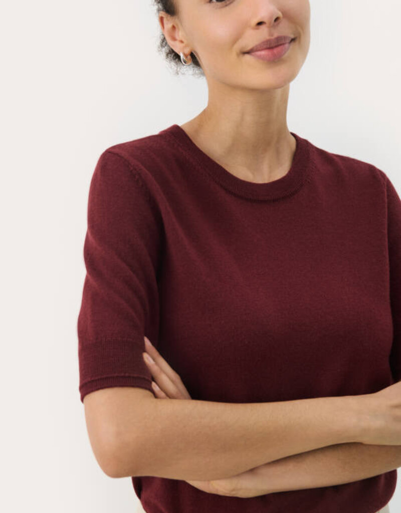 Part Two Natanya Short Sleeve Knit in Tawny Port