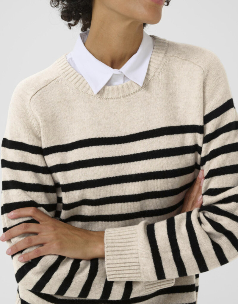 Part Two Niaka Knit Pullover in Black Stripe