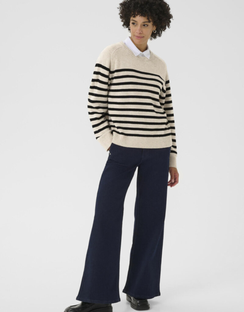Part Two Niaka Knit Pullover in Black Stripe