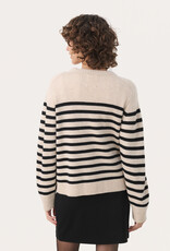 Part Two Niaka Knit Pullover in Black Stripe