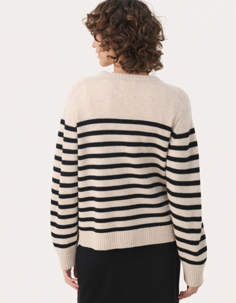 Part Two Niaka Knit Pullover in Black Stripe