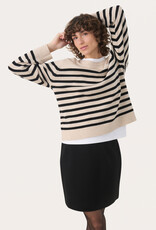 Part Two Niaka Knit Pullover in Black Stripe