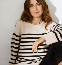 Part Two Niaka Knit Pullover in Black Stripe
