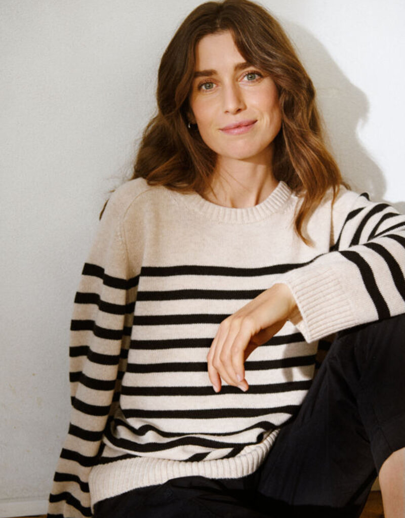 Part Two Niaka Knit Pullover in Black Stripe