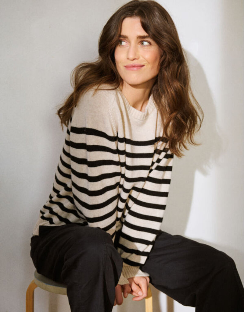 Part Two Niaka Knit Pullover in Black Stripe