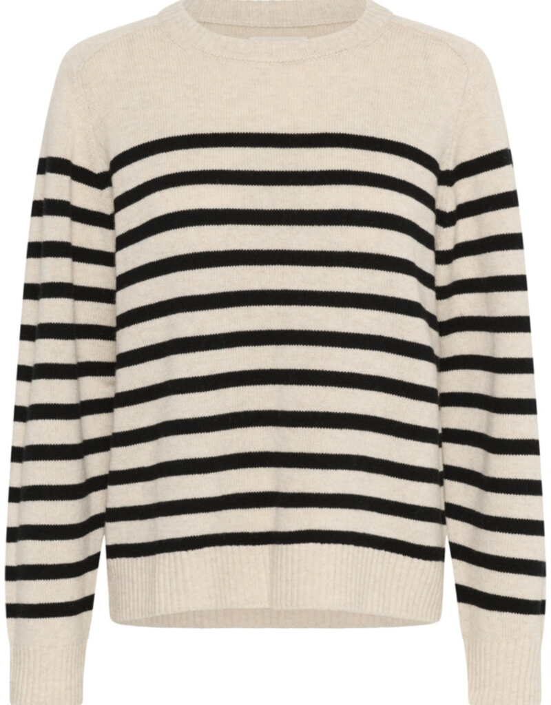 Part Two Niaka Knit Pullover in Black Stripe