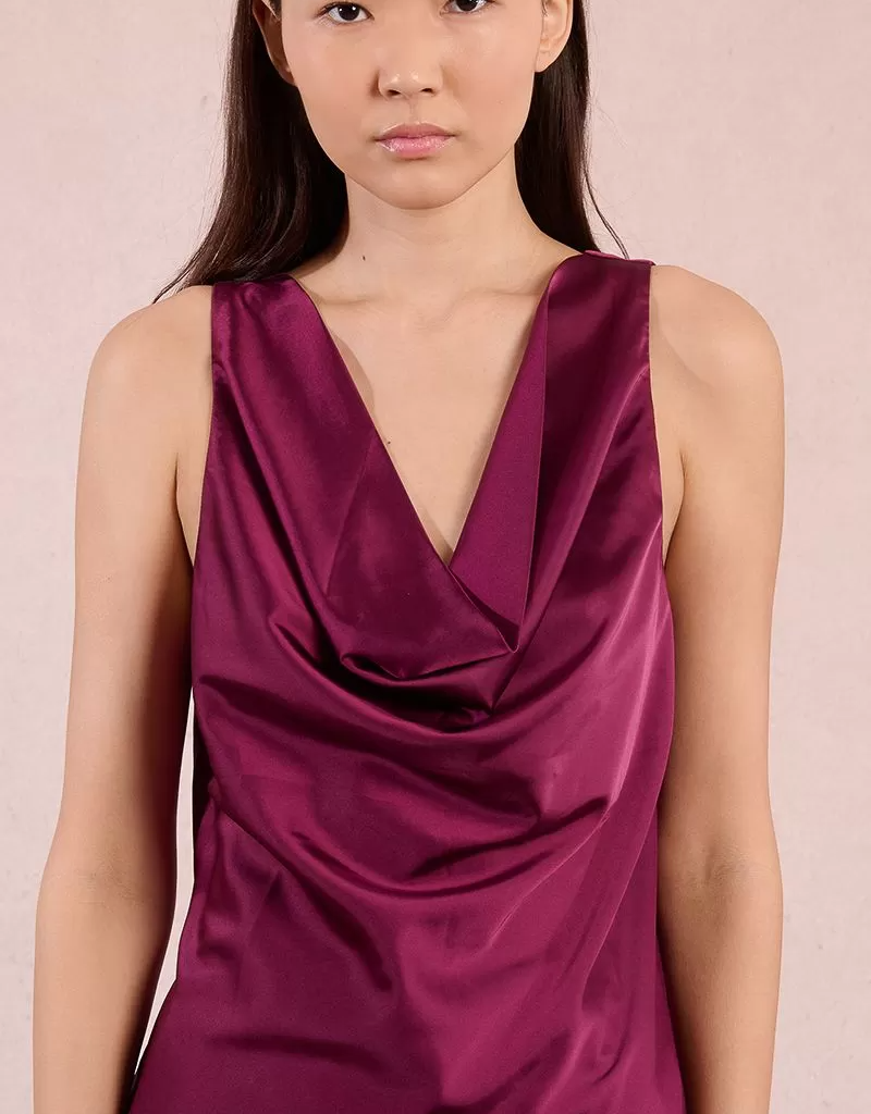 Molly Bracken Myiam Cowl Neck Tank in Dark Pink