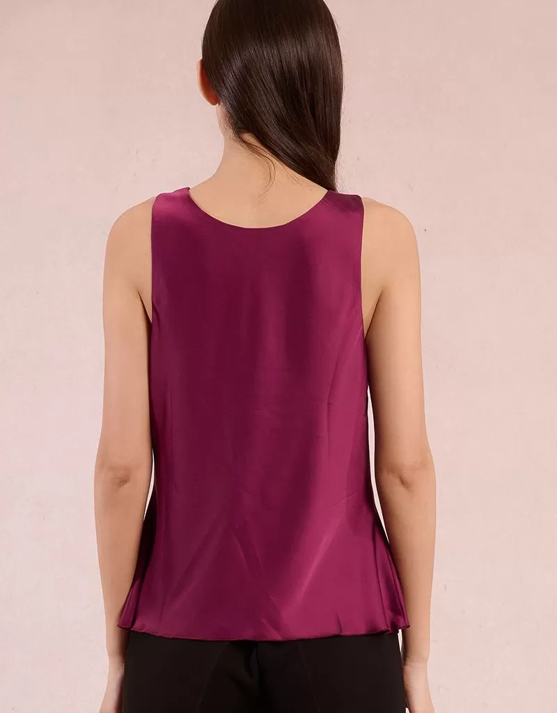 Molly Bracken Myiam Cowl Neck Tank in Dark Pink