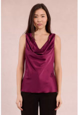 Molly Bracken Myiam Cowl Neck Tank in Dark Pink
