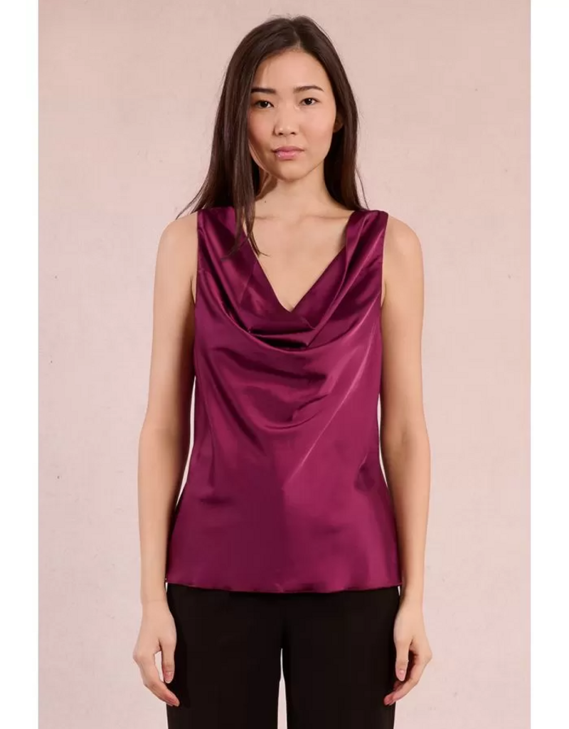 Molly Bracken Myiam Cowl Neck Tank in Dark Pink