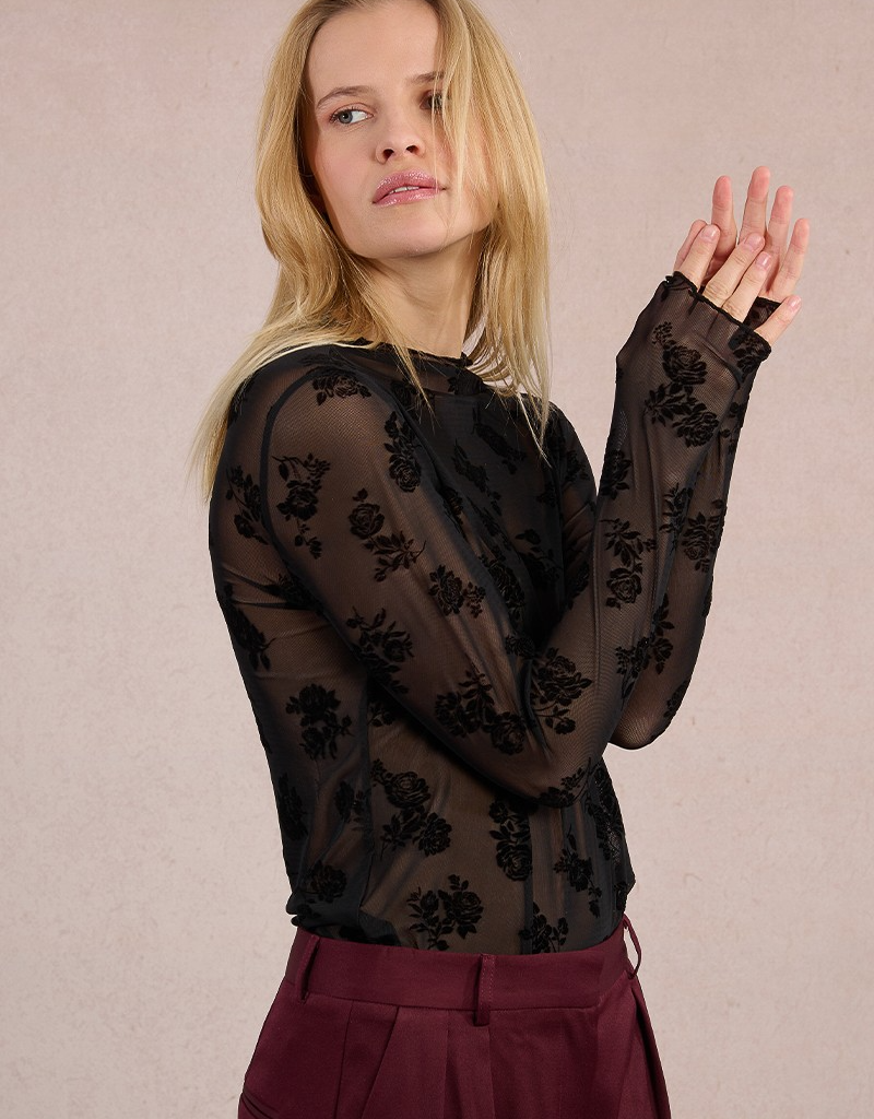 Molly Bracken Isolde Velvet Flocked Top
