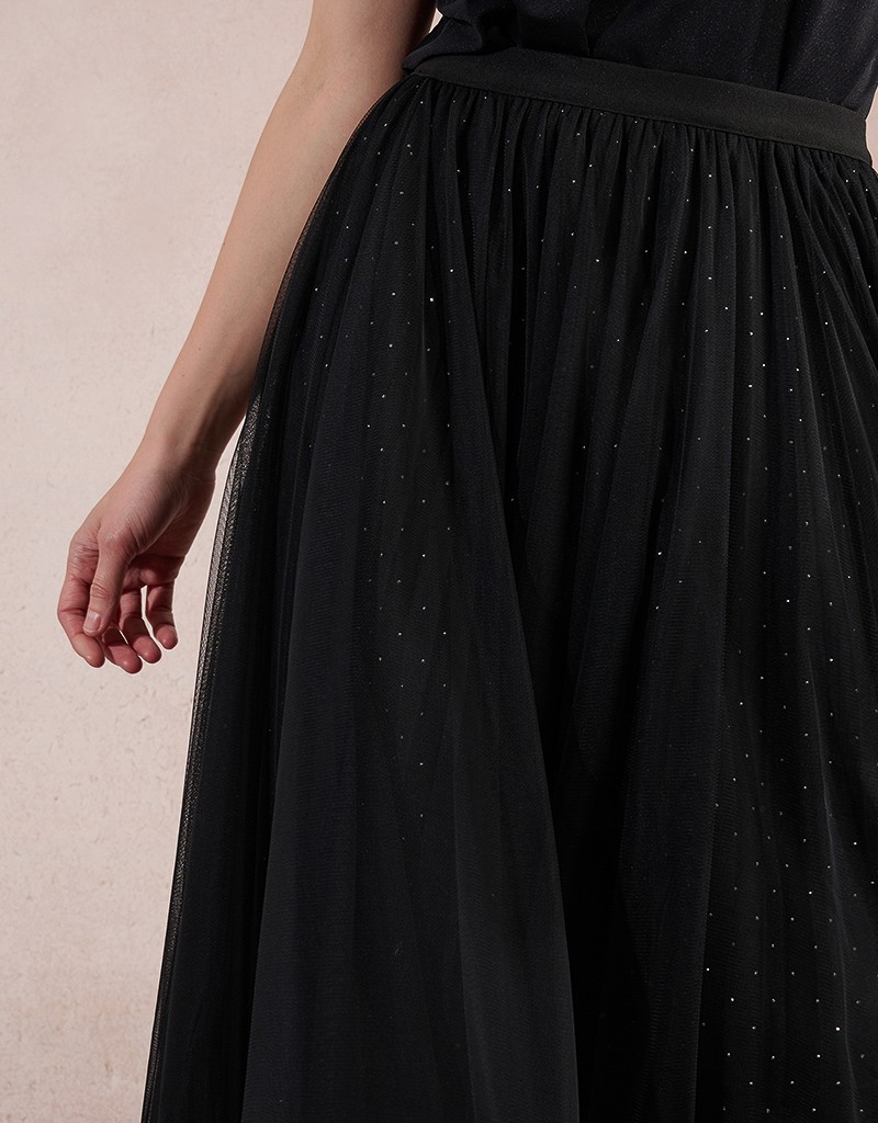 Molly Bracken Larkin Pleated Tulle and Rhinestone Skirt