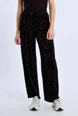 Molly Bracken Pandora Black Velvet Drawstring Trousers with Silver Detail