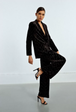 Molly Bracken Pandora Black Velvet Drawstring Trousers with Silver Detail