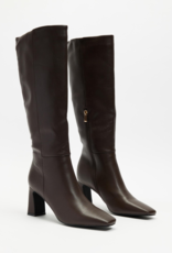 Billini Blythe Stacked Heel Boot in Chocolate Brown