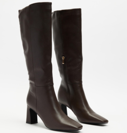 Billini Blythe Stacked Heel Boot in Chocolate Brown
