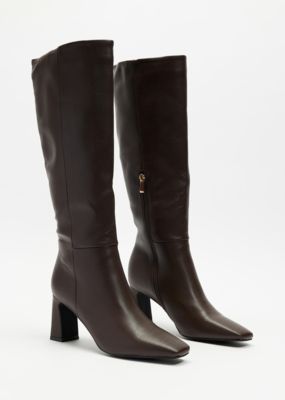 Billini Blythe Stacked Heel Boot in Chocolate Brown