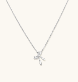 Leah Alexandra Bow Necklace in Silver