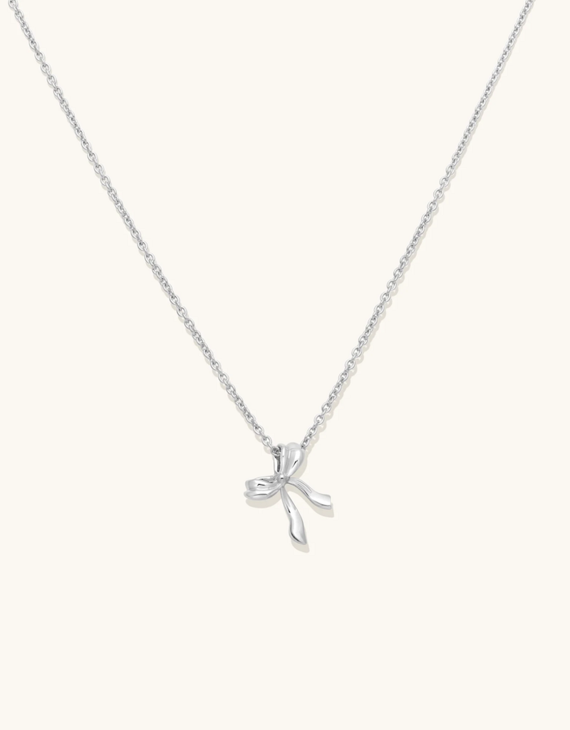Leah Alexandra Bow Necklace - Silver