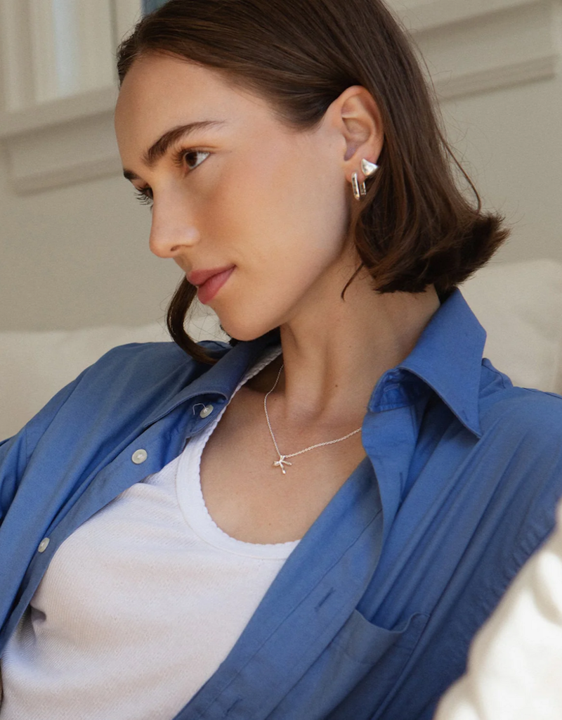 Leah Alexandra Bow Necklace - Silver
