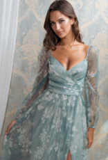Soieblu Malina Chiffon Dress in Deep Sage