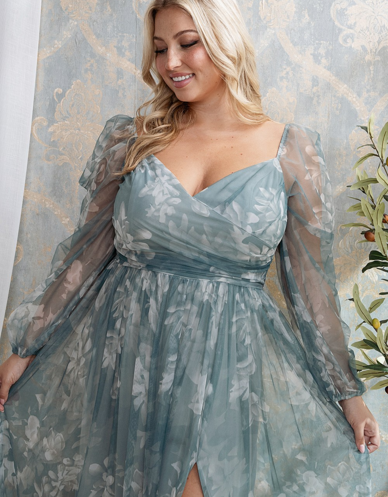 Soieblu Malina Chiffon Dress in Deep Sage