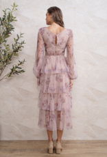 Soieblu Dillon Tiered Chiffon Dress in Mocha Rose Floral