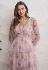 Soieblu Dillon Tiered Chiffon Dress in Mocha Rose Floral
