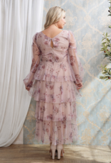 Soieblu Dillon Tiered Chiffon Dress in Mocha Rose Floral