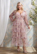 Soieblu Dillon Tiered Chiffon Dress in Mocha Rose Floral