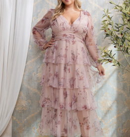 Soieblu Dillon Tiered Chiffon Dress in Mocha Rose Floral