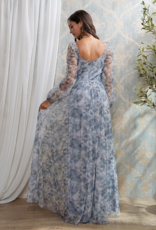 Soieblu Monet Dress in Dusty Blue Watercolour Floral