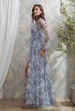 Soieblu Monet Dress in Dusty Blue Watercolour Floral