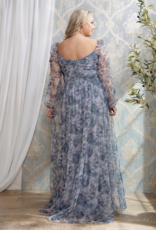 Soieblu Monet Dress in Dusty Blue Watercolour Floral