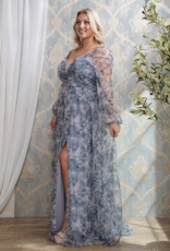 Soieblu Monet Dress in Dusty Blue Watercolour Floral