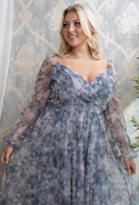 Soieblu Monet Dress in Dusty Blue Watercolour Floral