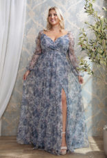 Soieblu Monet Dress in Dusty Blue Watercolour Floral