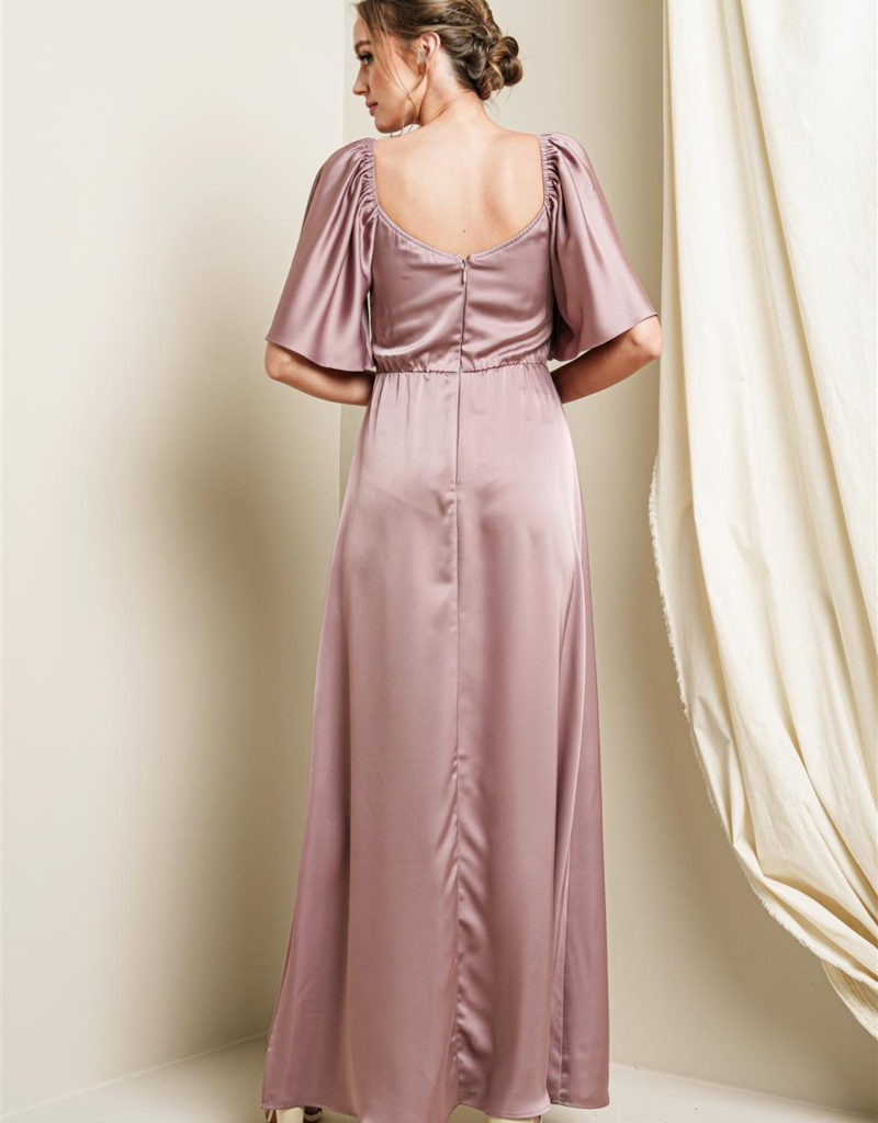 Soieblu Alexandra Satin Maxi Dress in Desert Rose