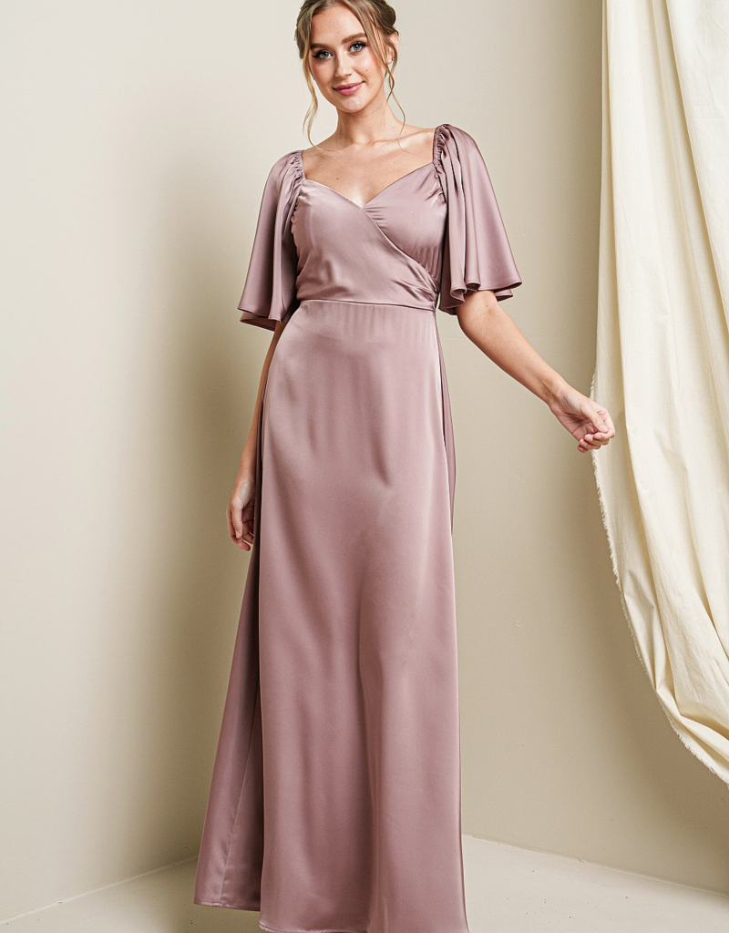 Soieblu Alexandra Satin Maxi Dress in Desert Rose