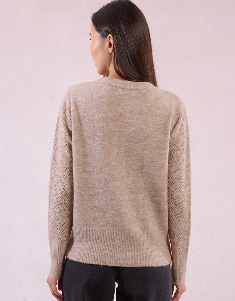 Molly Bracken Elora Heart Button Cardigan with Pointelle Detail Sleeve