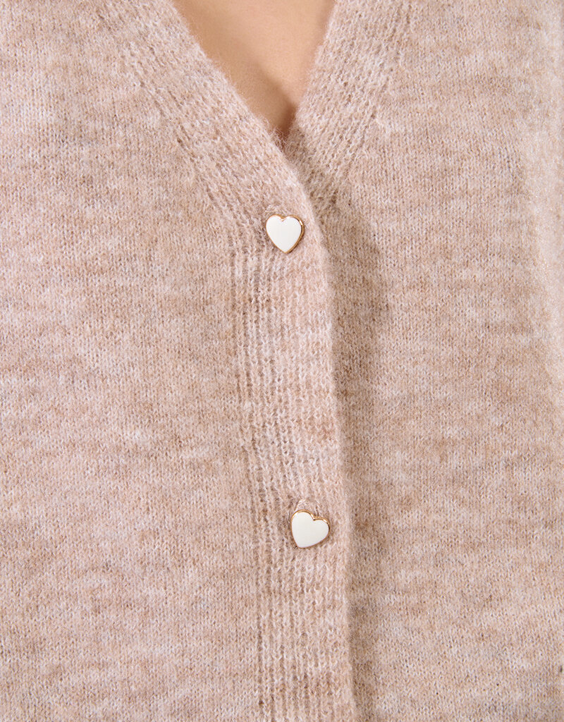 Molly Bracken Elora Heart Button Cardigan with Pointelle Detail Sleeve