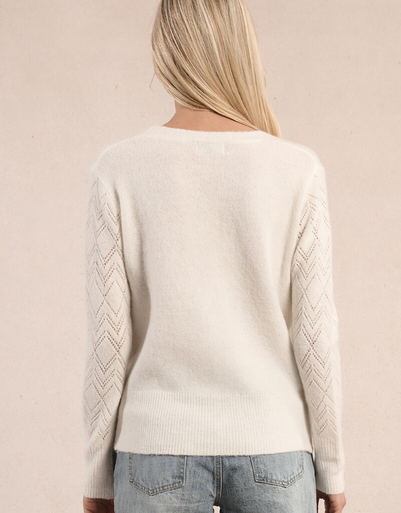 Molly Bracken Elora Heart Button Cardigan with Pointelle Detail Sleeve