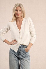 Molly Bracken Elora Heart Button Cardigan with Pointelle Detail Sleeve