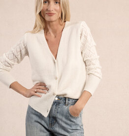 Molly Bracken Elora Heart Button Cardigan with Pointelle Detail Sleeve *Two Colours*
