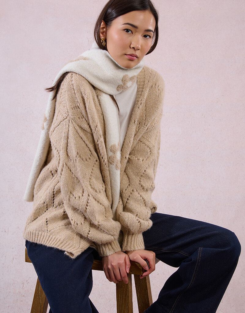 Molly Bracken Flower Scarf in Ecru