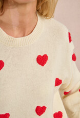 Molly Bracken Lovey Knit Sweater with Red Hearts