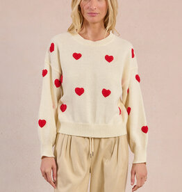 Molly Bracken Lovey Knit Sweater with Red Hearts