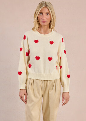 Molly Bracken Lovey Knit Sweater with Red Hearts