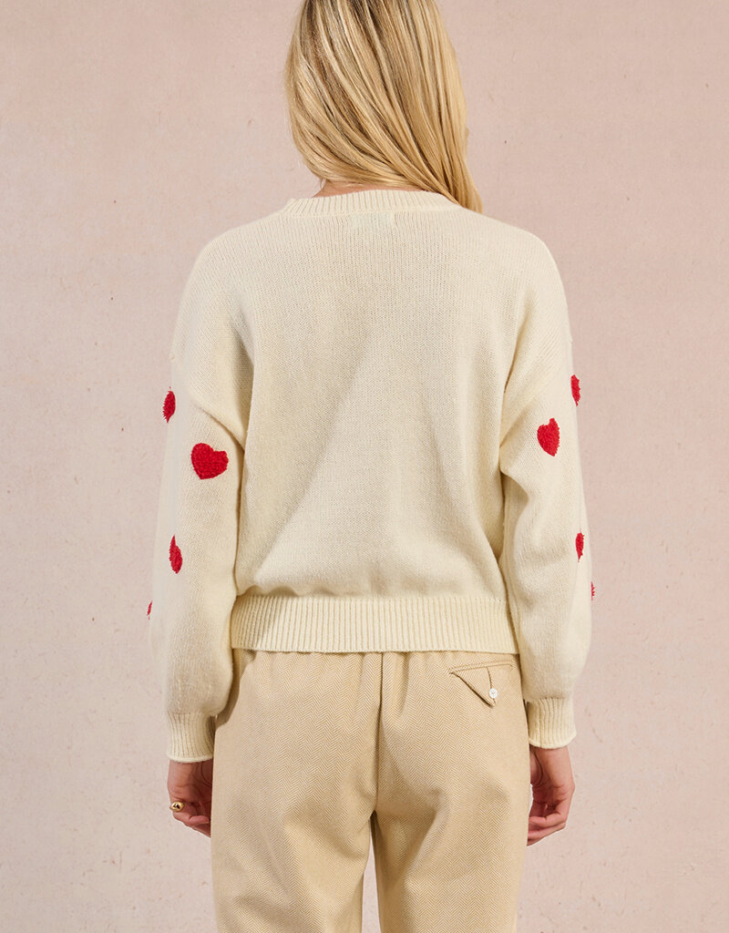 Molly Bracken Lovey Knit Sweater with Red Hearts